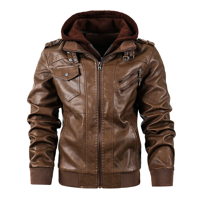 Motorcycle leather men's jackets stand collar men Leather Jacket 106.84