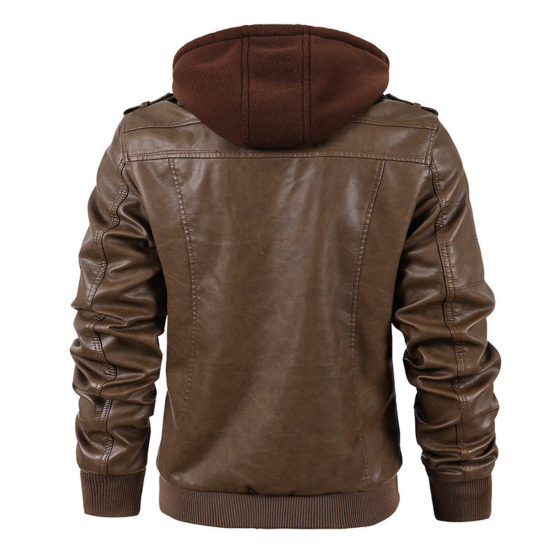 Motorcycle leather men's jackets stand collar men Leather Jacket 106.84