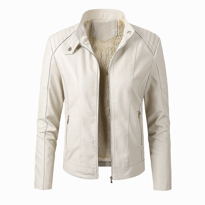 New Women's Leather Jackets Plus Velvet Jackets Fashion PU Ladies Leather Jackets Leather Jacket 85.72