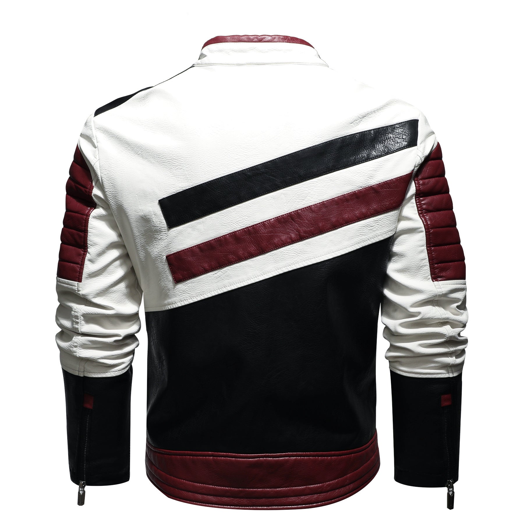 Mens Leather Jackets Motorcycle Stand Collar Leather Jacket 105.17