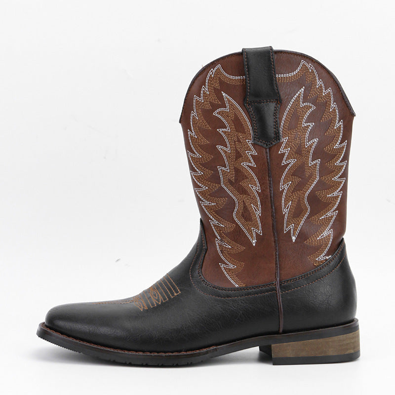 Western Denim Square Toe Motorcycle Men's Boots  Footwear  