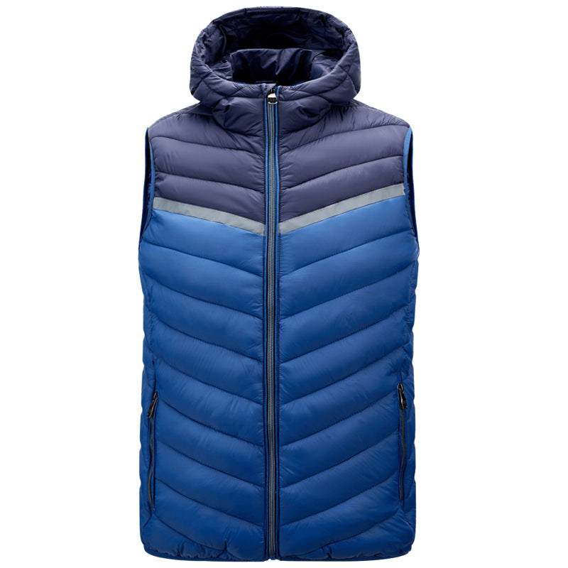 New Autumn And Winter Thin Cotton Jacket Men's Cotton Jacket  Leather Jacket 70.03 Blue-XL