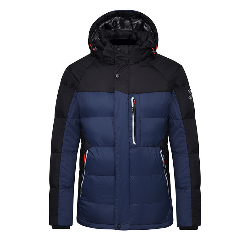 Men's sports padded hooded warm cotton jacket  Leather Jacket 173.98 Blue-XXL