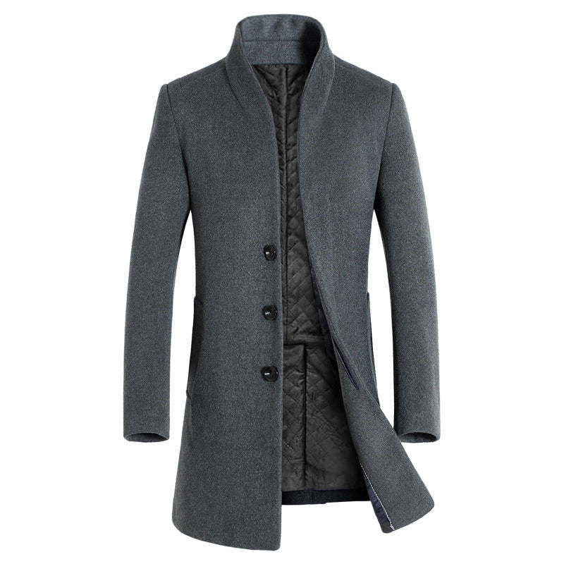 Men's long coat woolen coat trench coat  Leather Jacket  