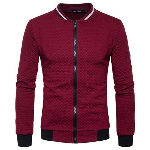 Zipper Design Mens Jacket  Leather Jacket 85.95 Wine-red-XXL