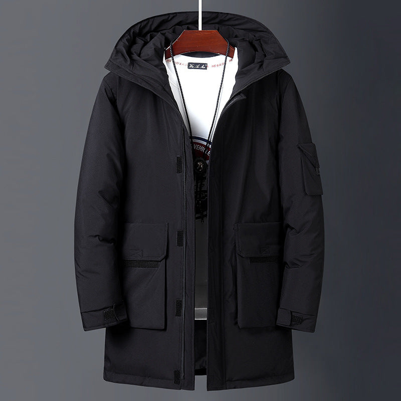 Hooded Warm Down Jacket Male  Leather Jacket  