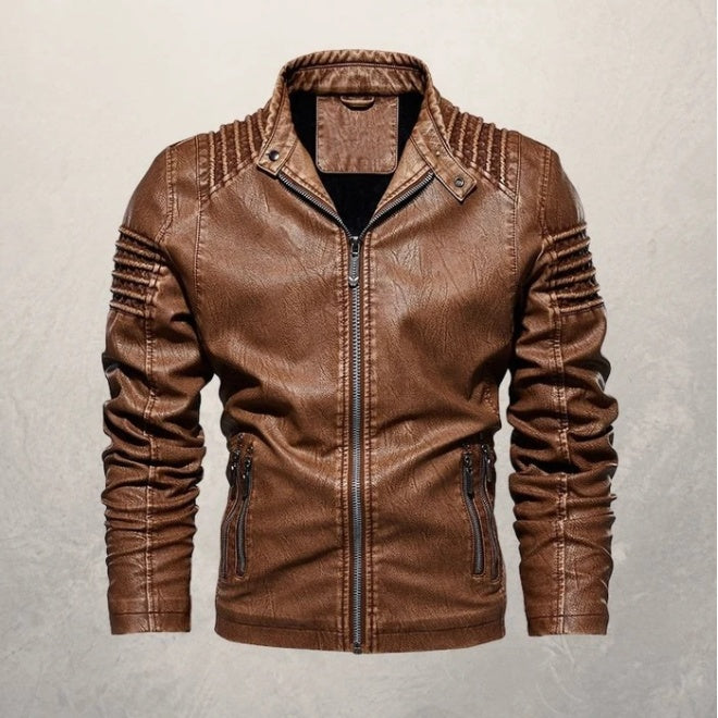 Men's leather clothing  Leather Jacket 141.57 Khaki-XXL