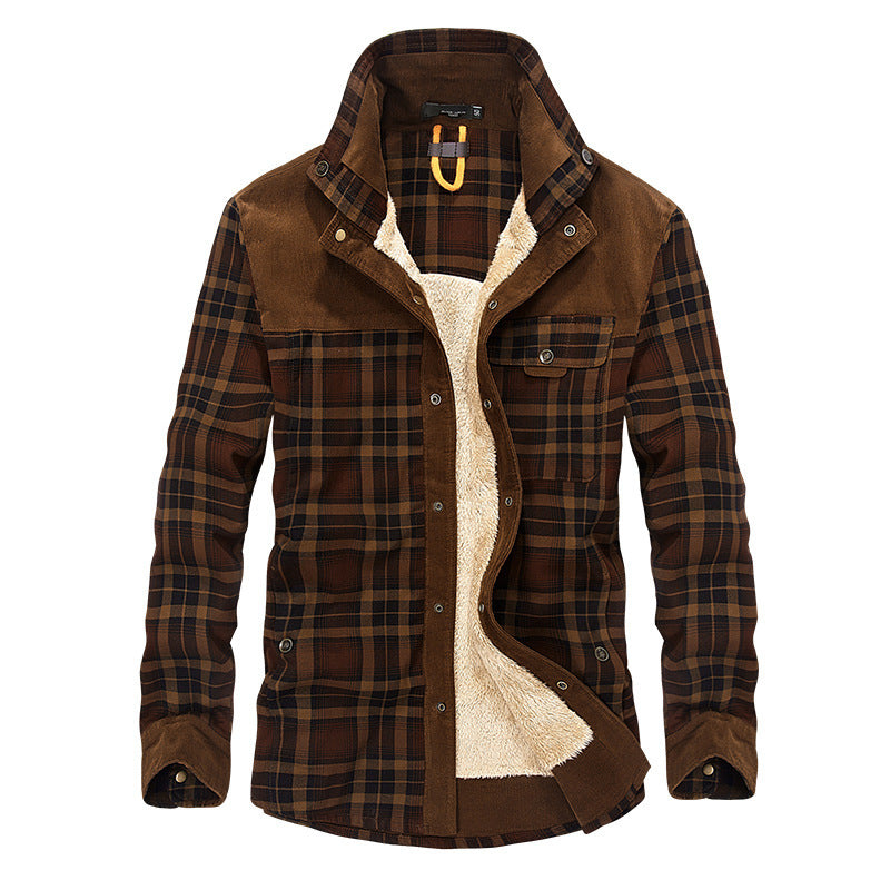 Winter Jacket Men Thicken Warm Fleece Jackets Coats Pure Cotton Plaid Jacket Military Clothes  Leather Jacket 96.92 