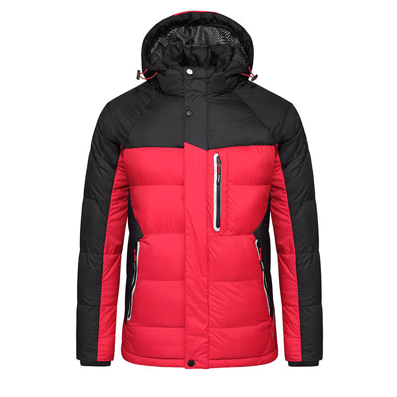 Men's sports padded hooded warm cotton jacket  Leather Jacket 173.98 Red-XXL