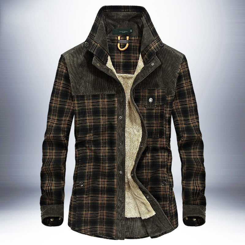 Winter Jacket Men Thicken Warm Fleece Jackets Coats Pure Cotton Plaid Jacket Military Clothes  Leather Jacket 96.92 