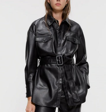 Medium and long PU leather top  Leather Jacket  