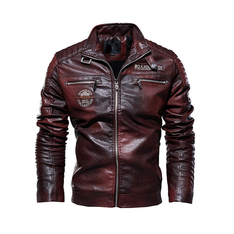 Motorcycle wear modern Hardman plush leather  Leather Jacket 95.61 Red-XXL