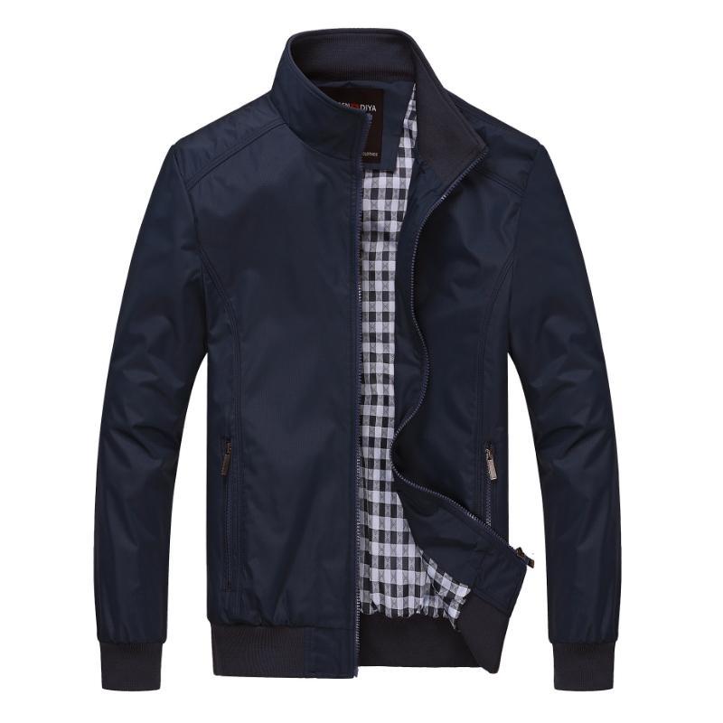 Men Overcoat Bomber Jackets  Leather Jacket 52.92 Navy-Blue-XL