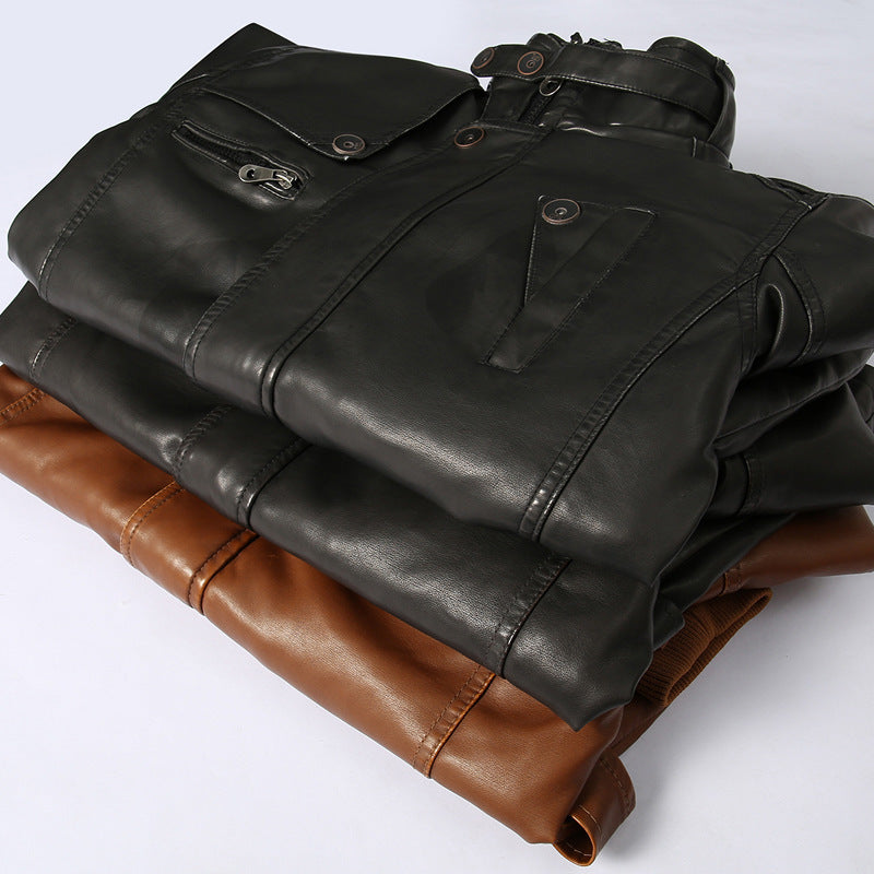 Motorcycle washed leather  Leather Jacket 132.55 