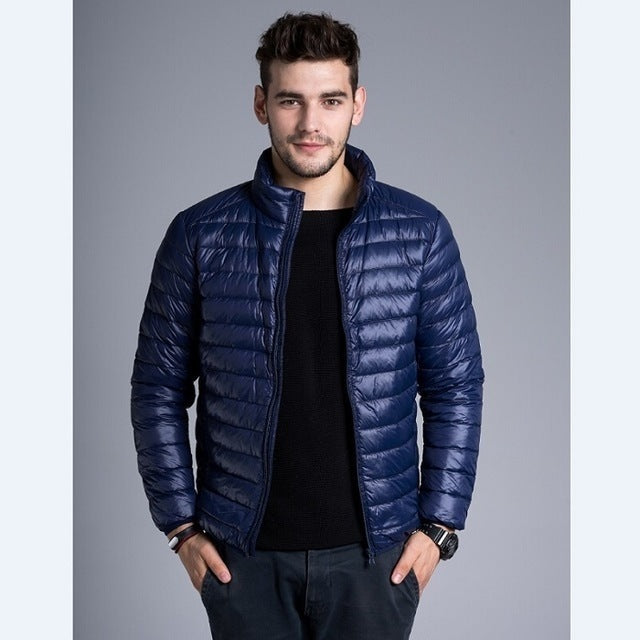 Winter Jacket for Men Jackets Duck Down Coat Outerwear Parka  Leather Jacket 71.26 Navy-XXL