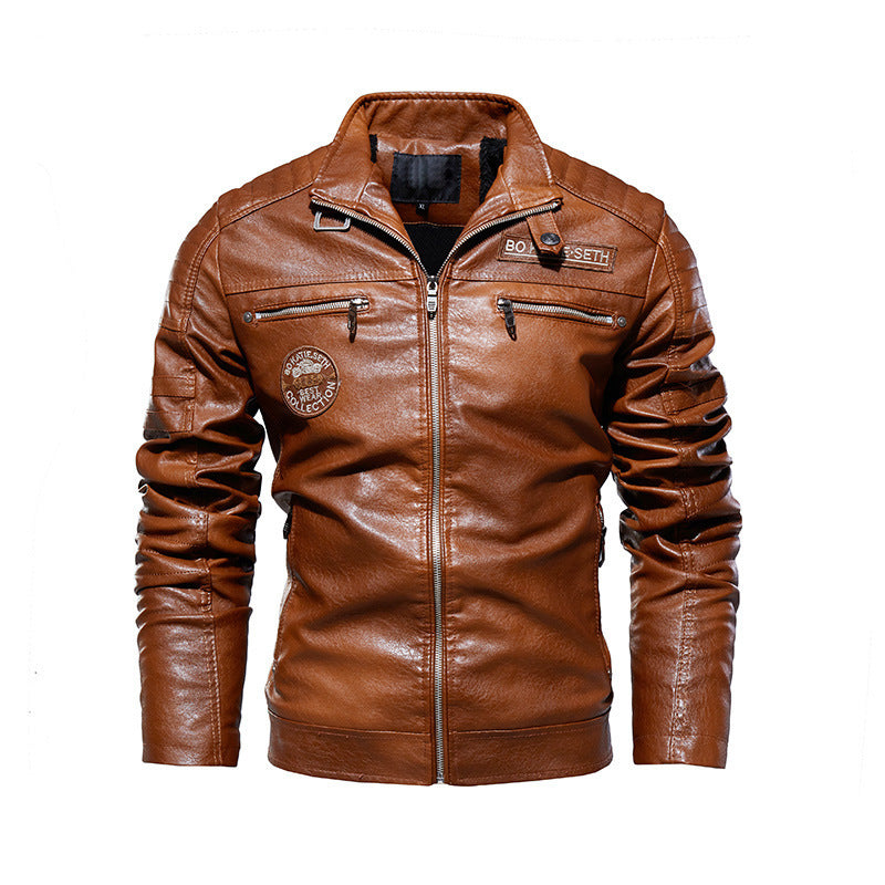 Motorcycle wear modern Hardman plush leather  Leather Jacket 95.61 Brown-XXL