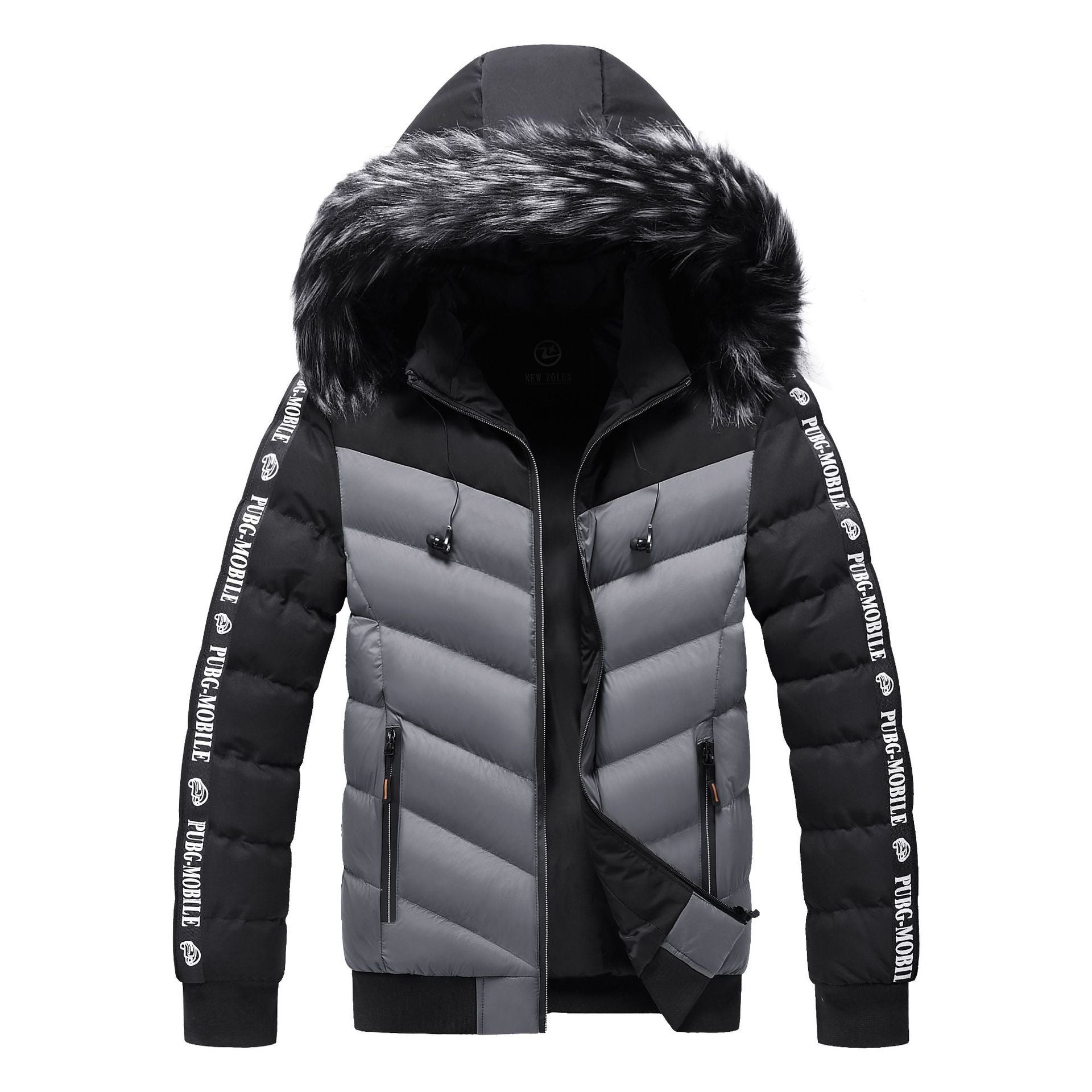 Men's Winter Fur Collar Cotton Padded Jacket  Leather Jacket 93.82 