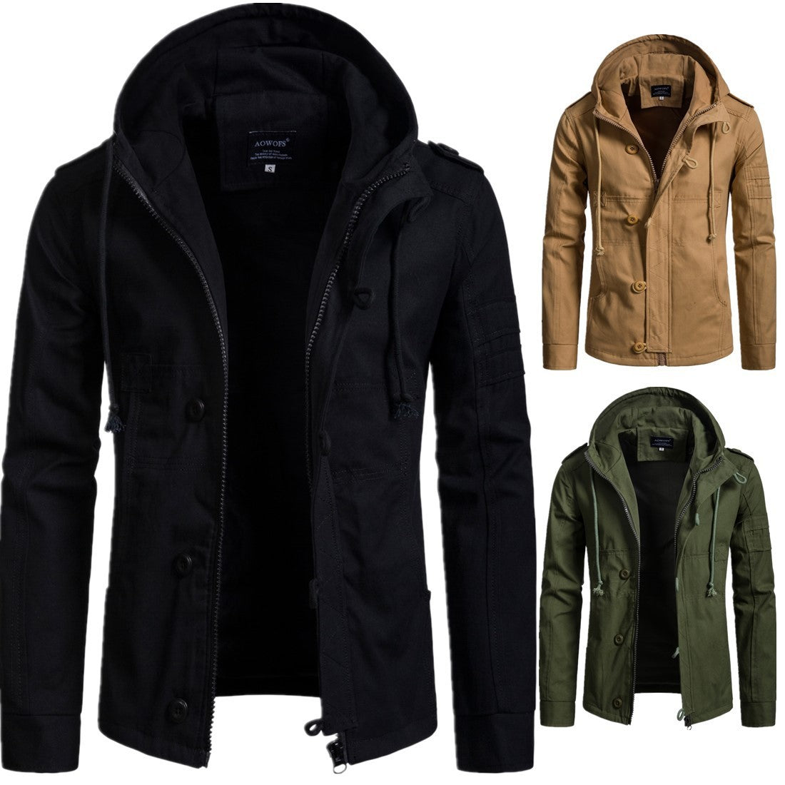 Men's hooded cotton jacket  Leather Jacket 117.30 