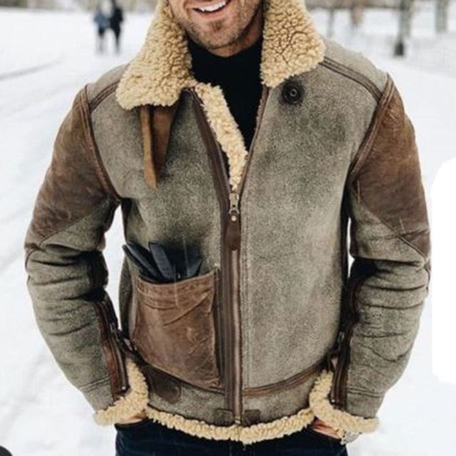 Men's Warm Jacket Lamb Wool Padded Jacket Winter Hot Coat  Leather Jacket 87.96 