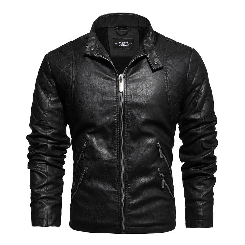 Men's Fashion Trendy Men Autumn And Winter Leather Jackets  Leather Jacket 99.57 black-XL