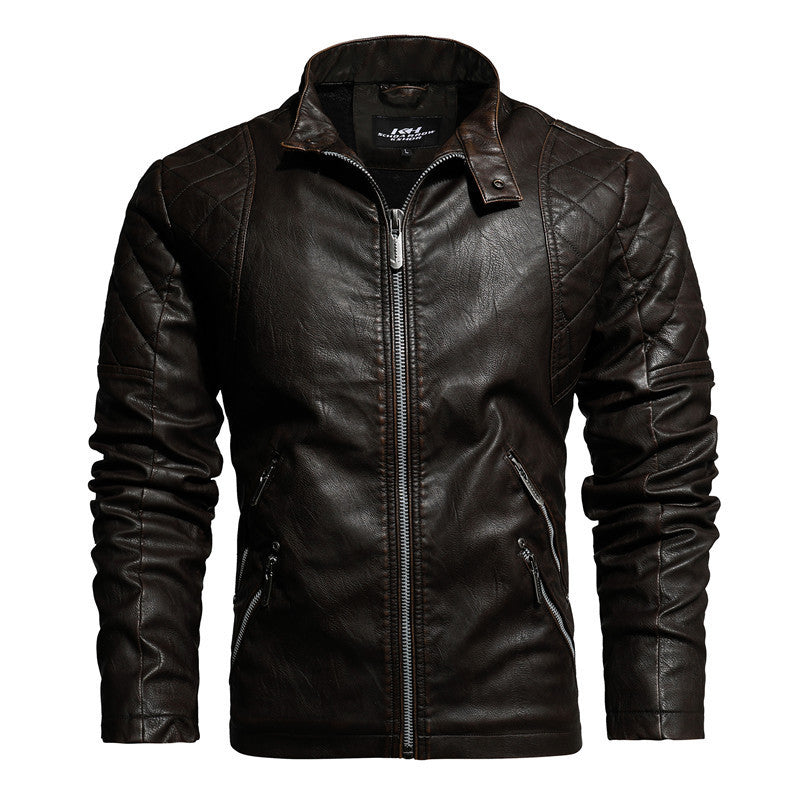 Men's Fashion Trendy Men Autumn And Winter Leather Jackets  Leather Jacket 99.57 coffee-XL