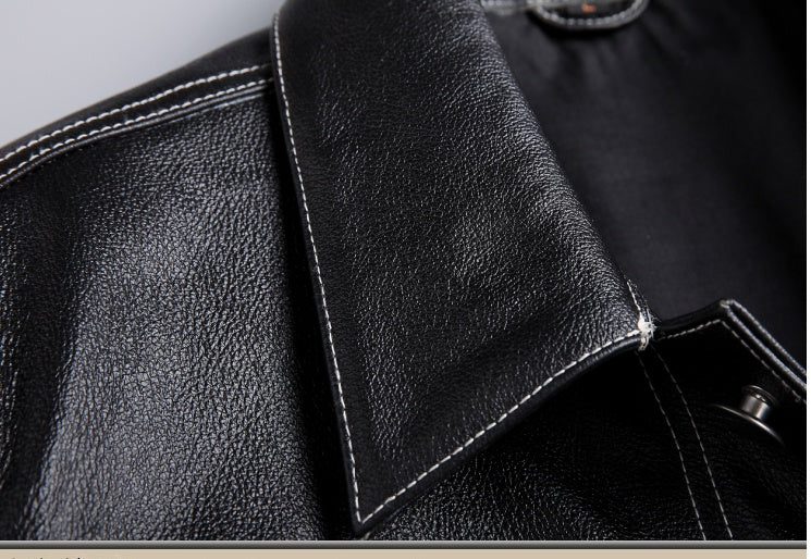 New Spring And Autumn Leather Cowhide Denim  Leather Jacket 329.81 