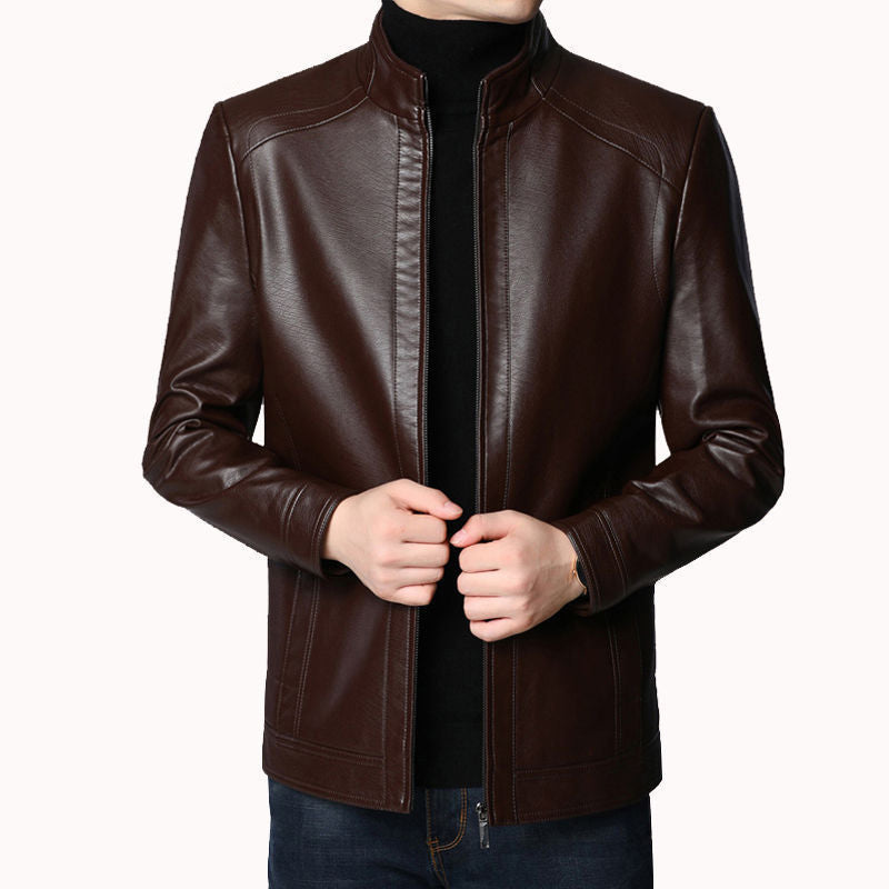 Middle-Aged And Elderly Men's Leather Jackets  Leather Jacket 67.00 Brown-190