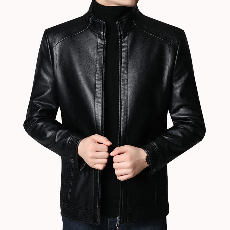Middle-Aged And Elderly Men's Leather Jackets  Leather Jacket 67.00 Black-190
