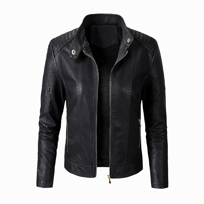 New Women's Leather Jackets Plus Velvet Jackets Fashion PU Ladies Leather Jackets  Leather Jacket 85.27 Black-XL