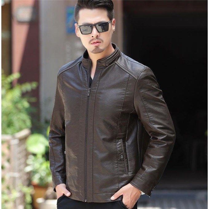 Men's Leather Jackets For Winter Jacket Men And Coats Leather Male Coat For Brand Men's Oblique Zipper Winter Down Biker Jacket  Leather Jacket 78.00 