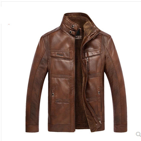 Men's Leather Jackets For Winter Jacket Men And Coats Leather Male Coat For Brand Men's Oblique Zipper Winter Down Biker Jacket  Leather Jacket 79.00 Brown-190