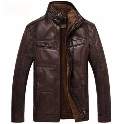 Men's Leather Jackets For Winter Jacket Men And Coats Leather Male Coat For Brand Men's Oblique Zipper Winter Down Biker Jacket  Leather Jacket 79.00 Light-Brown-190