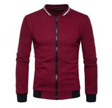 Zipper Design Mens Jacket  Leather Jacket 52.55 Wine-red-3XL