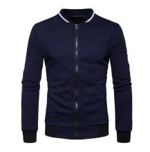 Zipper Design Mens Jacket  Leather Jacket 52.55 Navy-3XL