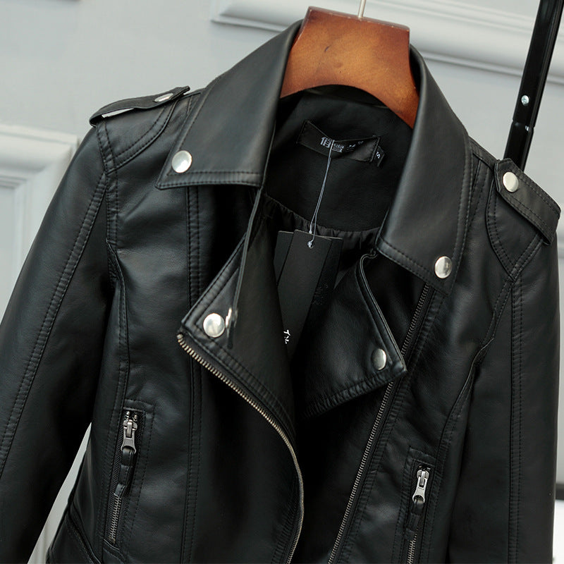 Fashionable Slim Leather Coat Pu Coat For Ladies  Leather Jacket 69.49 