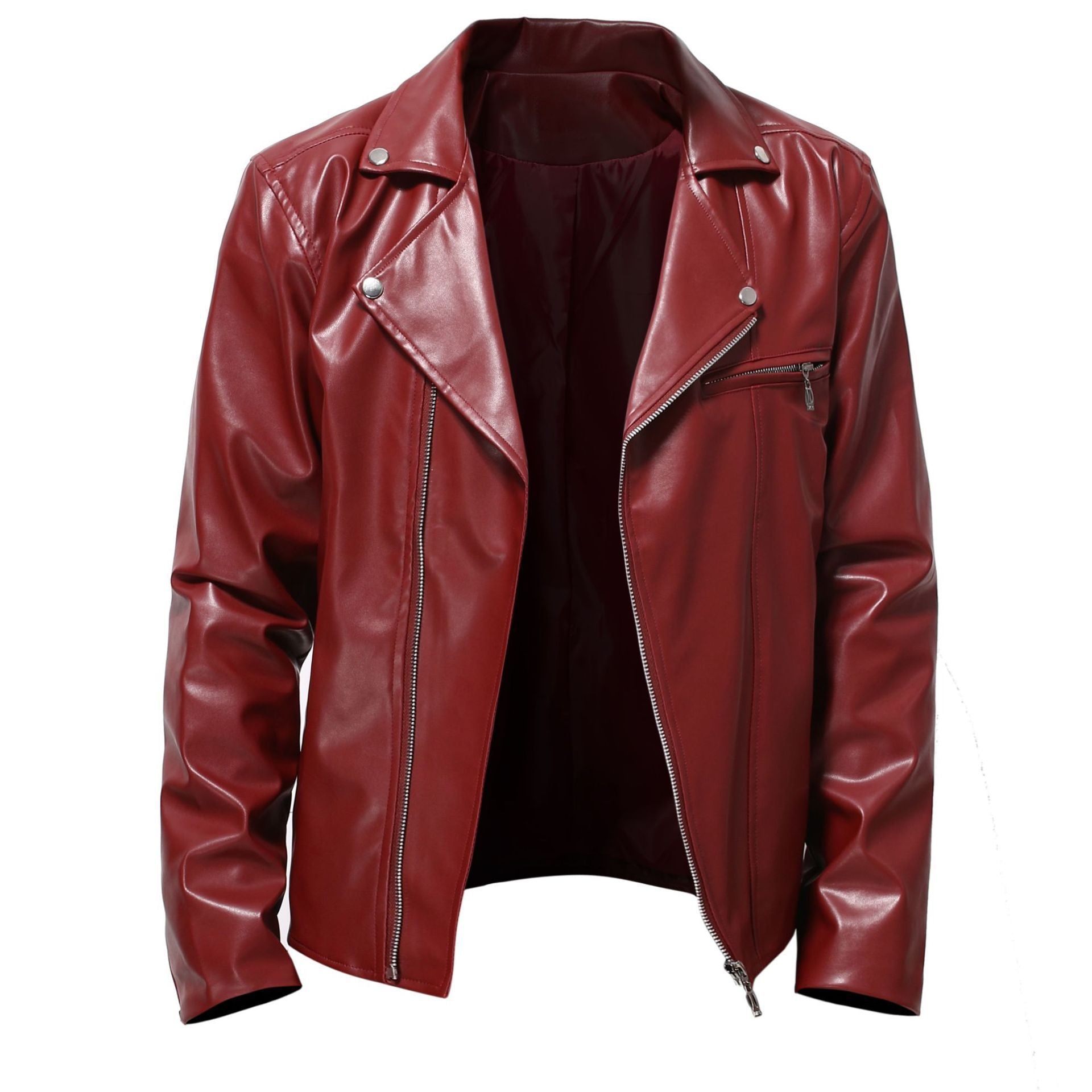 Men's Leather Clothing Trend Spring And Autumn New Leather Jackets  Leather Jacket 56.84 Red-XL