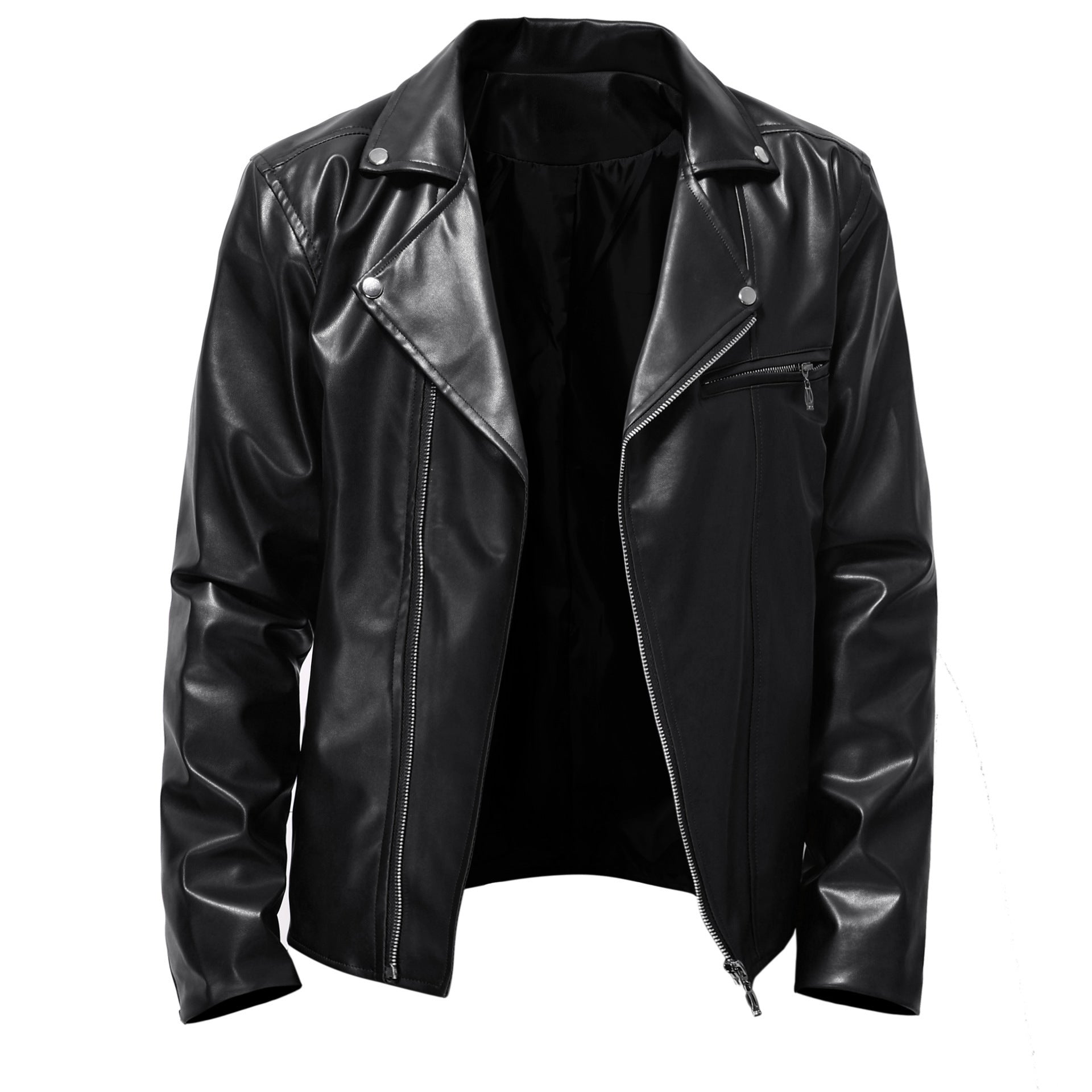 Men's Leather Clothing Trend Spring And Autumn New Leather Jackets  Leather Jacket 56.84 Black-XL