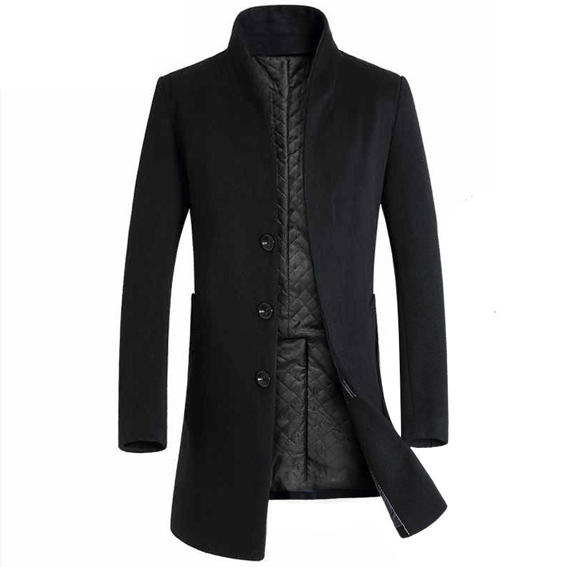 Men's long coat woolen coat trench coat  Leather Jacket  