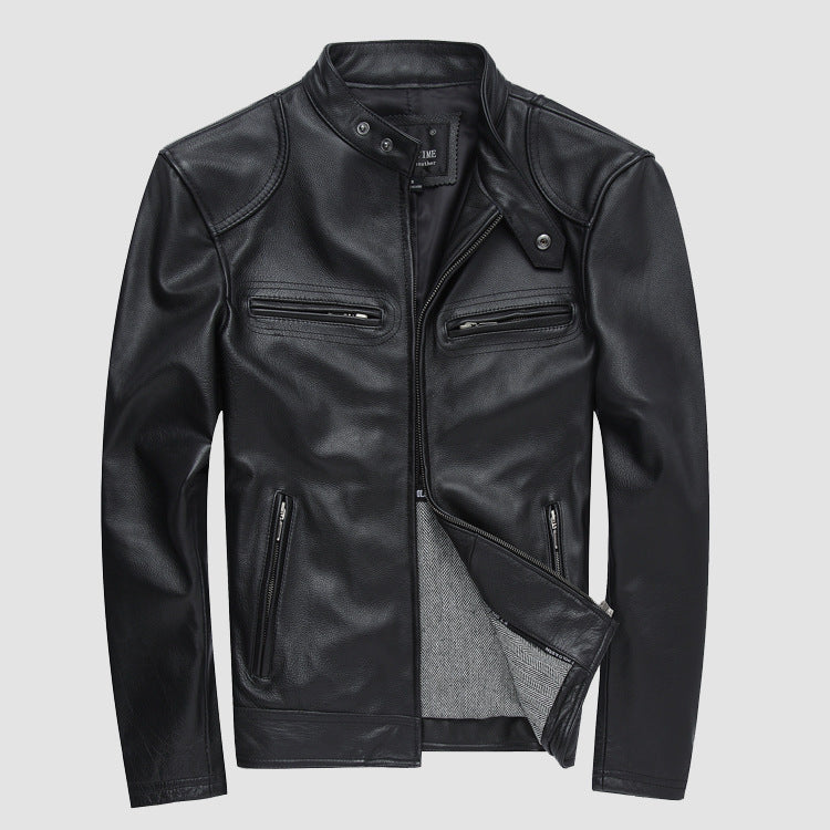 Leather leather casual leather  Leather Jacket 68.59 Black-XXL