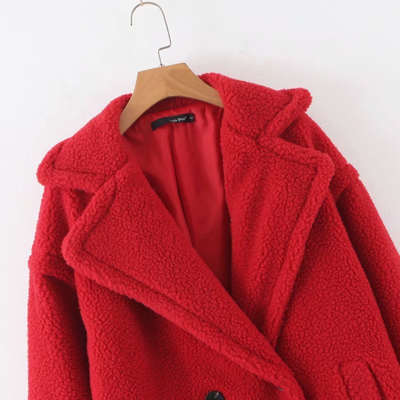 Mid-length lamb fur coat trench coat  Leather Jacket 92.82 