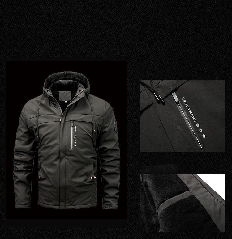 Winter New Plus Size Fleece Hooded Jacket Outdoor Casual Men's Jackets Shell Jacket  Leather Jacket 88.00 