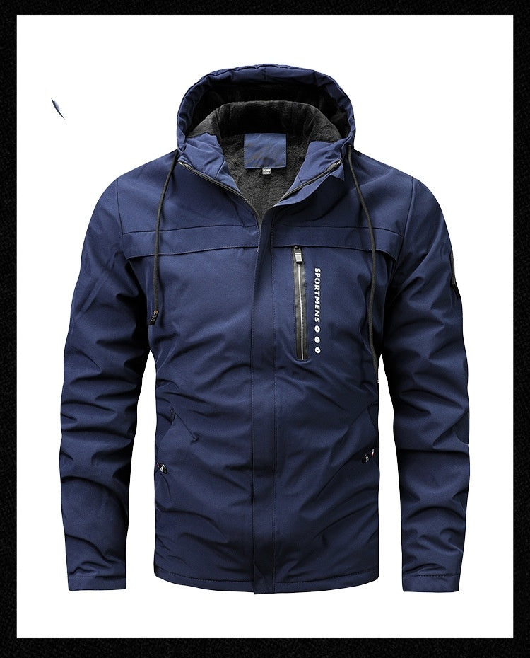 Winter New Plus Size Fleece Hooded Jacket Outdoor Casual Men's Jackets Shell Jacket  Leather Jacket 88.00 