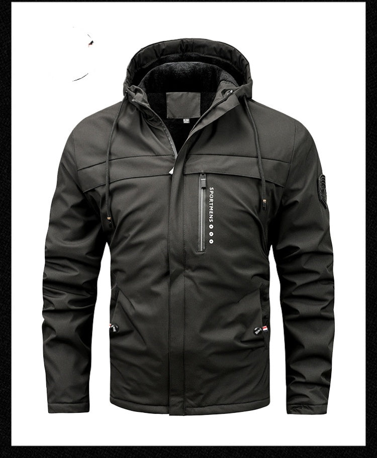 Winter New Plus Size Fleece Hooded Jacket Outdoor Casual Men's Jackets Shell Jacket  Leather Jacket 88.00 