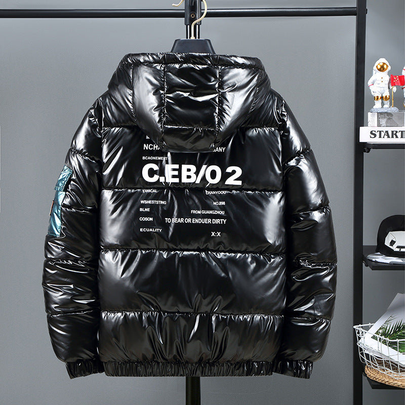 Winter Down Thick Bright Leather Cotton-padded Jacket  Leather Jacket 75.29 