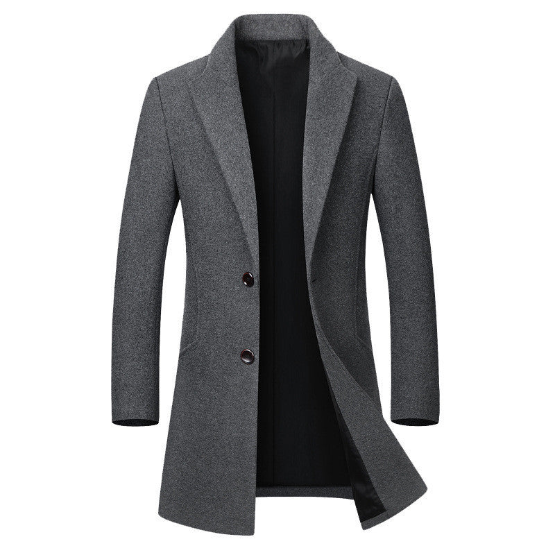 Men's long coat woolen coat trench coat  Leather Jacket  