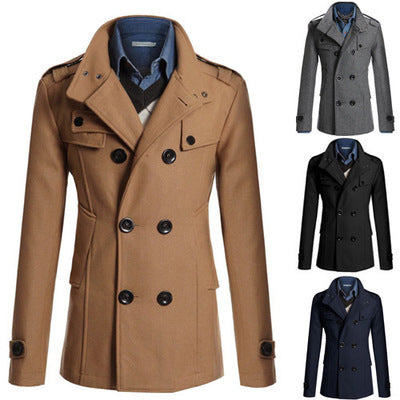 Men's woolen trench coat  Leather Jacket 66.59 