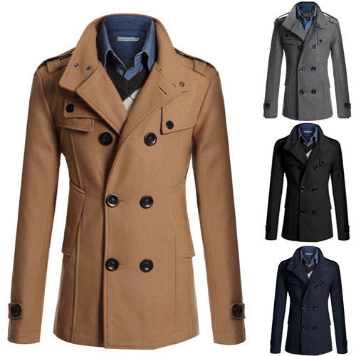 Men's woolen trench coat  Leather Jacket 66.59 