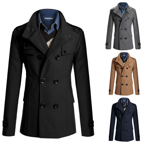 Men's woolen trench coat  Leather Jacket 66.59 