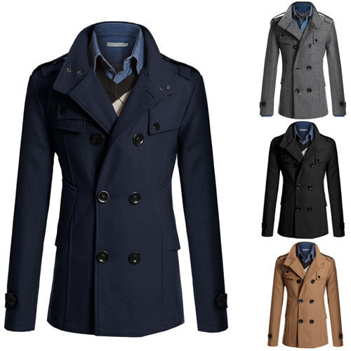 Men's woolen trench coat  Leather Jacket 66.59 