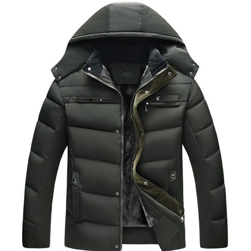 Hooded slim fit plus down padded down jacket men  Leather Jacket 80.62 